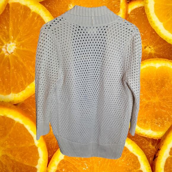 Converse One Star Women's White Cotton Open-Knit Open Front Cardigan Size L - Picture 3 of 8